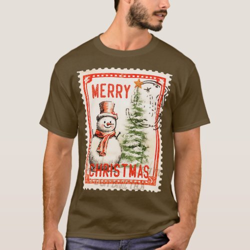 Vintage Christmas Snowman T_Shirt
