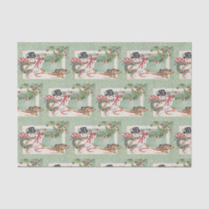 Vintage Christmas snowman tiled party tissue Tissue Paper