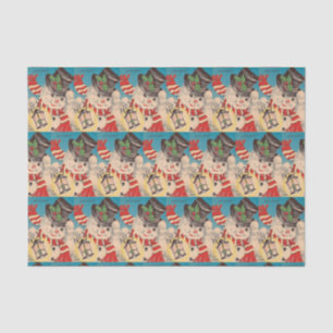 Vintage Christmas snowman tiled party tissue Tissue Paper