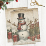 Vintage Christmas Snowman Tissue Paper<br><div class="desc">A vintage design of snowman. Great for Christmas gift wrapping or for craft and decoupage projects.</div>