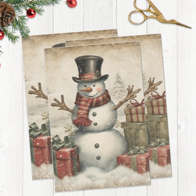 Vintage Christmas Snowman Tissue Paper (Vintage Snowman Tissue Paper)