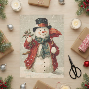 Vintage Christmas Snowman Tissue Paper