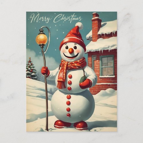 Vintage Christmas Snowman Winter Holiday  Postcard