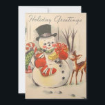 Vintage Christmas Snowman With Gifts For Deer Holiday Card<br><div class="desc">Vintage Christmas Snowman With Gifts For Deer Holiday Card.</div>