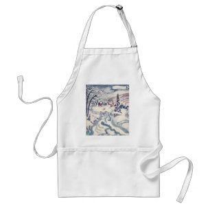 Vintage Christmas, Snowscape with Winter Village Adult Apron