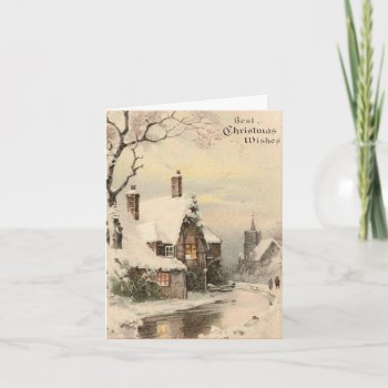 Vintage Christmas Snowy Village Greeting Card by GrannGreetingCards at Zazzle