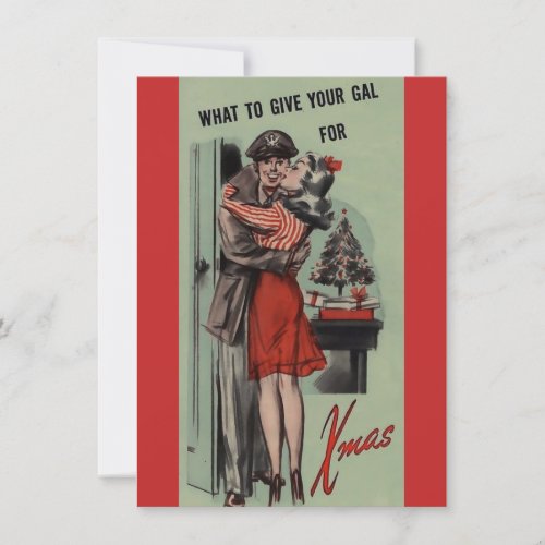 Vintage Christmas Soldier Comes Home To His Girl Holiday Card