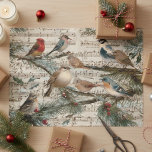Vintage Christmas Songbirds Winter Tissue Paper<br><div class="desc">This design may be personalized by choosing the Edit Design option. You may also transfer onto other items. Contact me at colorflowcreations@gmail.com or use the chat option at the top of the page if you wish to have this design on another product or need assistance. See more of my designs...</div>
