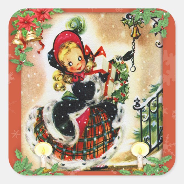Vintage Christmas Square Sticker (Front)