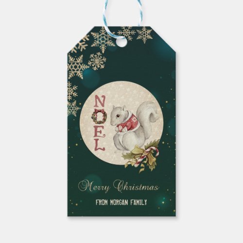 Vintage Christmas Squirrel Snowflakes  Gift Tags