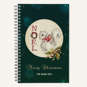Vintage Christmas Squirrel, Snowflakes Notebook