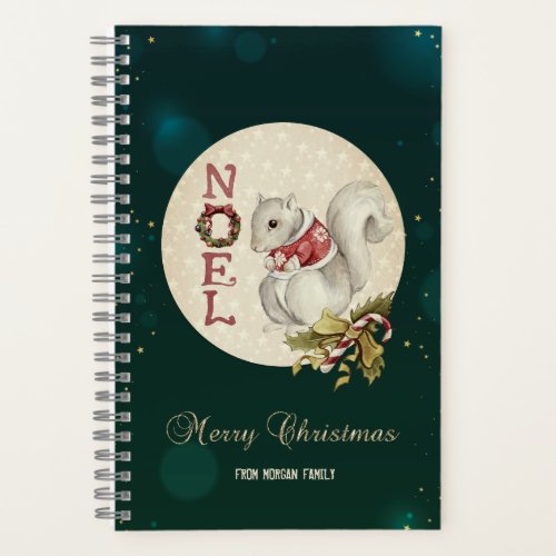 Vintage Christmas Squirrel Snowflakes   Notebook