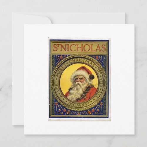 VINTAGE CHRISTMAS ST NICHOLAS CHRISTMAS FLATCARD CARD