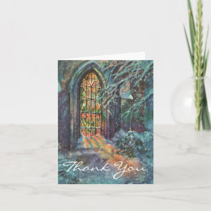 Vintage Christmas Stained Glass Window Thank You