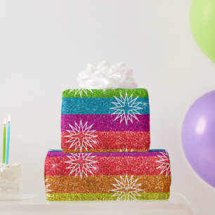 Vintage Christmas Star Rainbow Glitter Gay Holiday Wrapping Paper