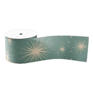 Vintage Christmas Starbursts Soft Blue Grosgrain Ribbon