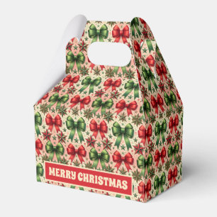 Vintage Christmas Stars and Bows Pattern Favor Boxes