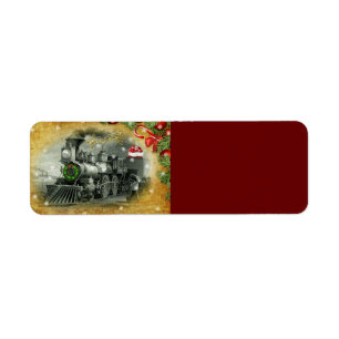 Vintage Christmas Steam Train Label