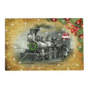 Vintage Christmas Steam Train Placemat