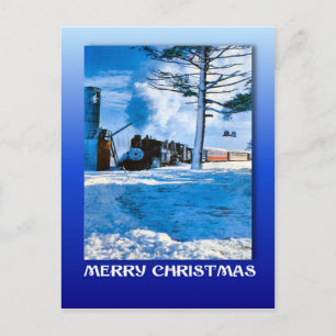 Vintage Christmas, Steaming through the snow Holiday Postcard