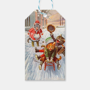 Vintage Christmas Sticker, Arthur Thiele Cats Gift Tags