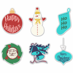 Vintage Christmas Sticker Pack of 6