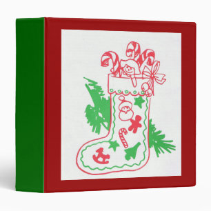 Vintage Christmas Stocking 3 Ring Binder