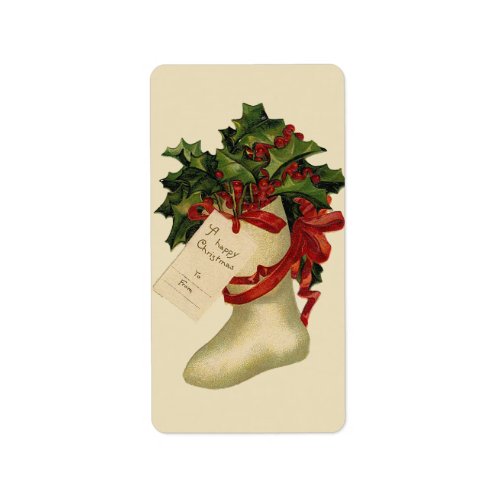 Vintage Christmas Stocking Gift Tag Label