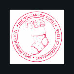 Vintage Christmas Stocking Return Address Red Self-inking Stamp<br><div class="desc">Christmas family round return address self-inking stamp with your name and address in red stylish typography with a pretty hand drawn vintage Christmas stocking. Simply add your name and address. Exclusively designed for you by Happy Dolphin Studio. If you need any help or matching products please contact us at happydolphinstudio@outlook.com....</div>