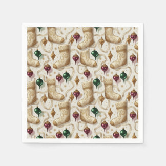 Vintage Christmas Stockings and Ornaments Holiday Napkins
