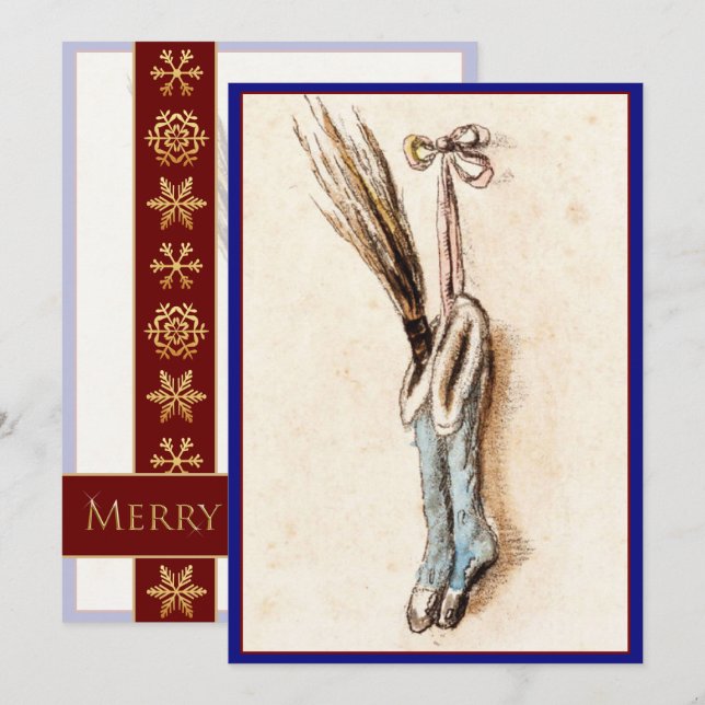 Vintage Christmas Stockings Customized Holiday Card (Front/Back)