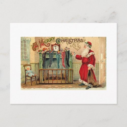 Vintage Christmas Stockings Postcard