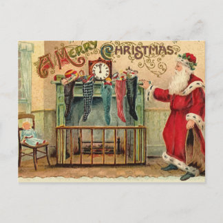 Vintage Christmas Stockings Postcard