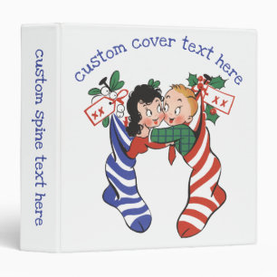 Vintage Christmas Stockings with Cute Children 3 Ring Binder
