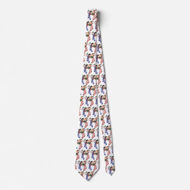 Vintage Christmas Stockings with Cute Children Neck Tie (Front)