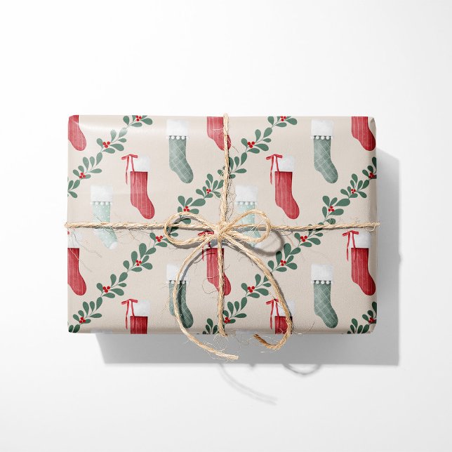 Vintage Christmas Stockings Wrapping Paper (Creator Uploaded)