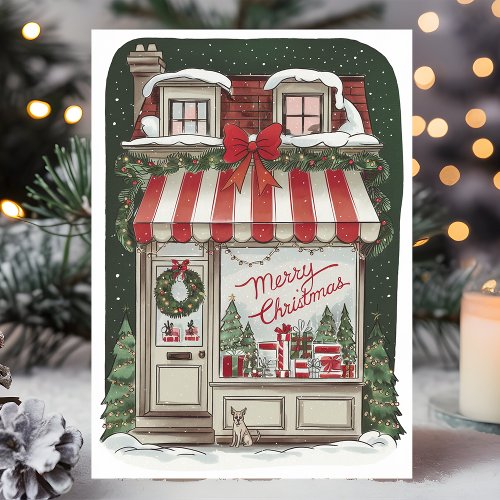 Vintage Christmas Storefront Holiday Card