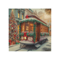 Vintage Christmas Streetcar in Snow