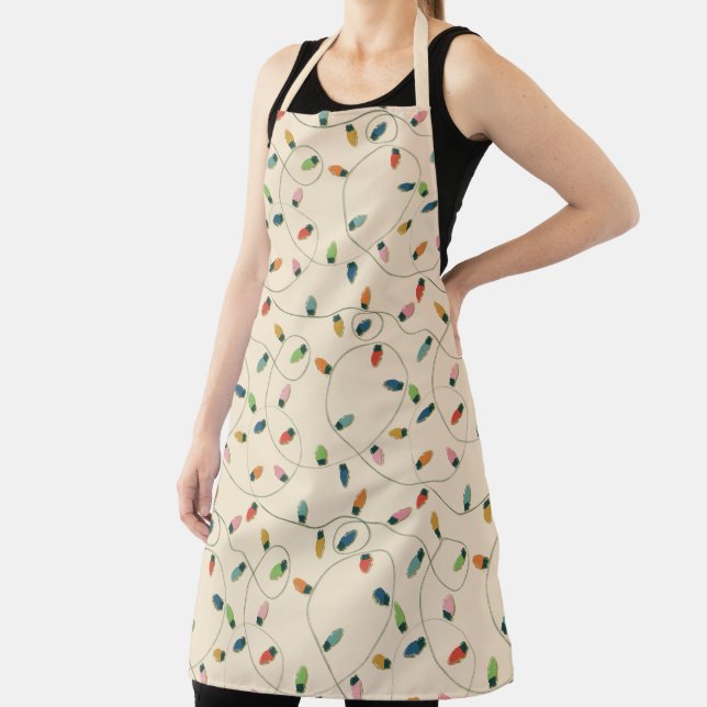 Vintage Christmas String Lights Retro Apron (Insitu)