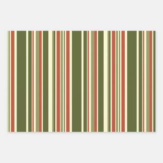Vintage Christmas Stripe Red and Green    Wrapping Paper Sheets