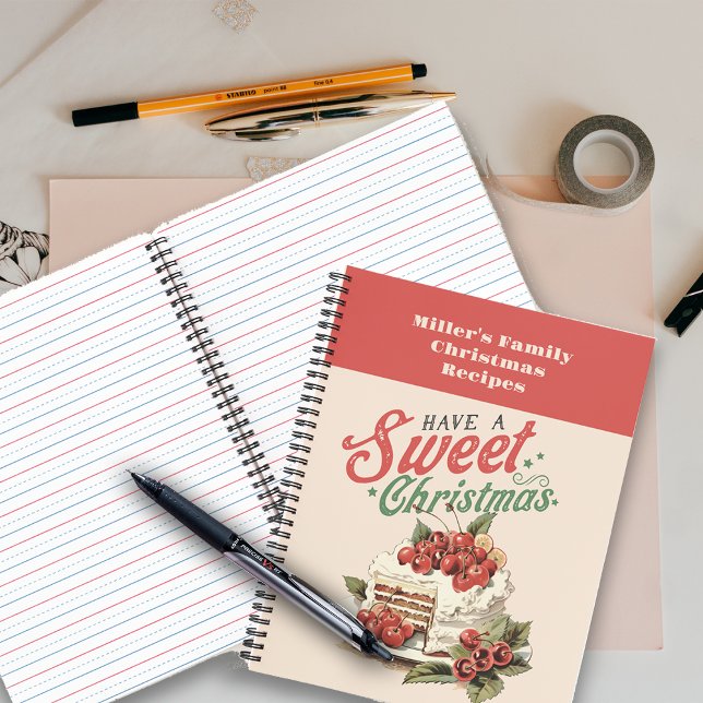 Vintage Christmas Sweet Cake Custom Name Purpose Notebook (Creator Uploaded)