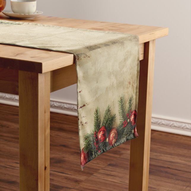 Vintage Christmas Table Runner | Classic Red (In Situ)