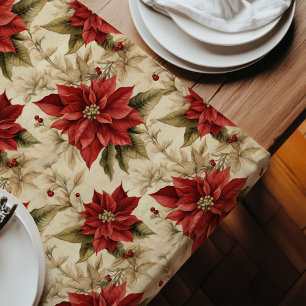 Vintage Christmas Table Runner Red Bloom Design