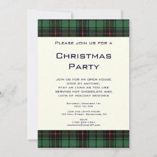 Vintage Christmas, Tartan, Davidson Modern Pattern Invitation