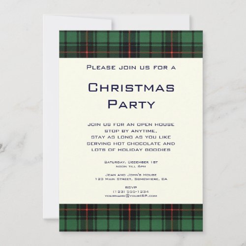 Vintage Christmas Tartan Davidson Modern Pattern Invitation