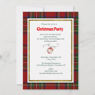Vintage Christmas Tartan Plaid Invitation