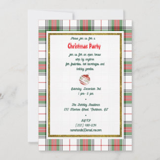 Vintage Christmas Tartan Plaid Invitation