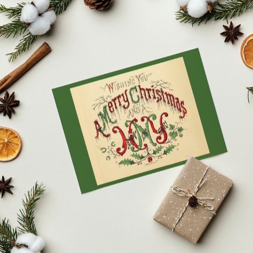 Vintage Christmas Tattoo Calligraphy Script Holiday Card