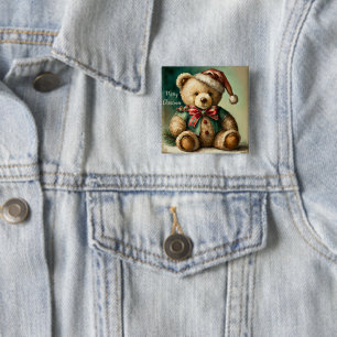 Vintage Christmas Teddy bear Button