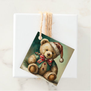 Vintage Christmas Teddy bear Favor Tags
